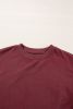 Burgundy Plain Drop Shoulder Crewneck Pullover Sweatshirt