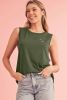 Jungle Green Solid Color Distressed Ripped Tank Top