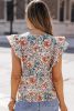 Multicolor Boho Floral Print Ruffled Sleeve Blouse