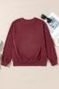 Burgundy Plain Drop Shoulder Crewneck Pullover Sweatshirt
