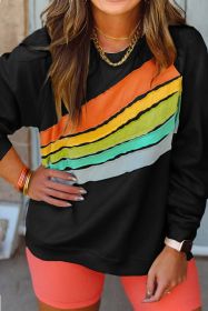 Black Rainbow Colorblock Plus Size Sweatshirt (size: (US 18W-20W)2X)
