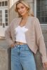 Smoke Gray V Neck Bat Sleeve Knit Open Front Cardigan