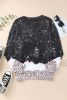 Black Leopard Print Tie Dye Crewneck Oversized Sweatshirt