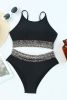Black Leopard Print Spaghetti Strap Padded Wireless Bikini Set