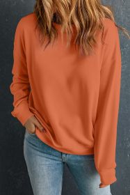 Orange Solid Color Classic Crewneck Pullover Sweatshirt (size: (US 12-14)L)