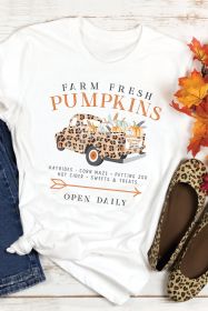 White Pumpkin Truck Graphic Short Sleeve Halloween T Shirt (size: (US 12-14)L)