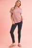Light Pink Textured Colorblock Round Neck T Shirt