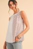 Brown Striped Center Seamed Patchwork Tank Top