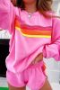 Bonbon Colorful Striped Long Sleeve Pullover and Shorts Set