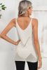 White Chevron Pointelle Knit V Neck Cami Top