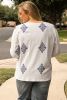 White Boho Geometric Print V Neck Plus Size Blouse