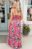Rose Floral Twist V Neck Tiered Cami Maxi Dress