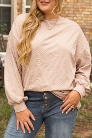 Parchment Plus Size Textured Drop Shoulder Crew Neck Sweatshirt (size: (US 18W-20W)2X)