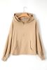 Parchment Half Zipper Kangaroo Pockets Drop Shoulder Hoodie