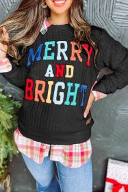 Black Merry and Bright Quilted Sweatshirt (size: (US 20-22)2XL)
