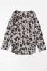 Gray Leopard V Neck Loose Long Sleeve Top
