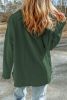 Green Textured Button Up Shirt Shacket with Flap Pockets