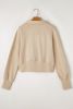 Parchment Zip Up Stand Collar Ribbed Thumbhole Sleeve Sweatshirt