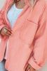 Flamingo Plus Size Solid Color Chest Pockets Crinkle Shacket