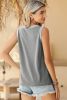 Gray Contrast Trim V-Neck Loose Fit Tank Top