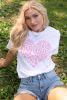 White Floral mama Heart Shape Graphic Crew Neck Tee