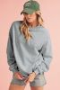 Light Grey Solid Loose Crew Neck Fleece Sweatshirt