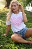 White Floral mama Heart Shape Graphic Crew Neck Tee