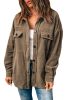 Green Plush Turn Down Collar Buttoned Shirt Shacket