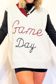 White Vintage Game Day Knit Vest (size: (US 8-10)M)