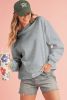 Light Grey Solid Loose Crew Neck Fleece Sweatshirt