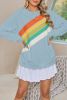 Beau Blue Rainbow Colorblock Pullover Sweatshirt