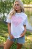 White Floral mama Heart Shape Graphic Crew Neck Tee