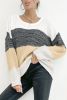 Multicolor Splicing Cable Knit Drop Sleeve Sweater