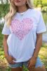 White Floral mama Heart Shape Graphic Crew Neck Tee