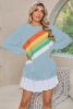 Beau Blue Rainbow Colorblock Pullover Sweatshirt