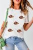 White Sequin Hats Graphic Round Neck T Shirt