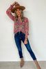 Multicolor Floral Print Smocked Cuffs Long Sleeve Blouse