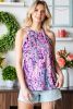 Multicolor Abstract Print Boho Sleeveless Halter Top