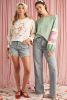Beige Flower Exposed Seam Patchwork Loose Top