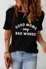 Black Casual Letter Print Graphic Tee (size: (US 12-14)L)
