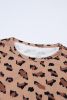 Brown Leopard Stitching Loose Long Sleeve Top