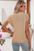 Smoke Gray Lattice Textured Knit Short Sleeve Baggy Sweater