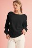 Black Bowknot Plain Round Neck Sweatshirt