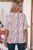White Abstract Print Ruffle Half Sleeve Blouse