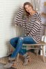 Casual Drop Shoulder Knitted Pullover Striped Sweater