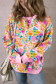 Pink Abstract Print Drop Shoulder Sweatshirt (size: (US 12-14)L)