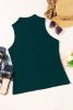 Sea Green Textured Split V Neck Sleeveless Shirt