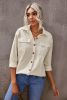 Beige Button Up Patch Pocket Corduroy Shacket
