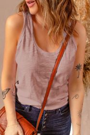 Pink Plain Scoop Neck Basic Solid Tank Top (size: (US 16-18)XL)