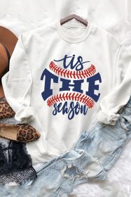 White Casual Letter Print Baseball Graphic Sweatshirt (size: (US 16-18)XL)